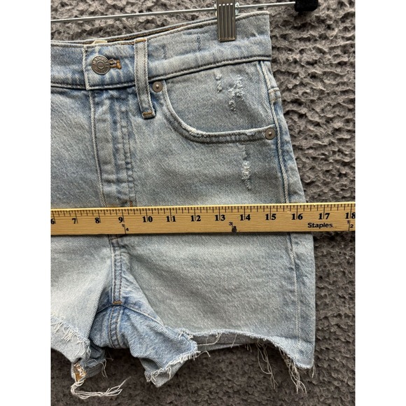 Madewell Distressed Light Washed High Rise Denim Shorts Womens Size 24 - Picture 13 of 14